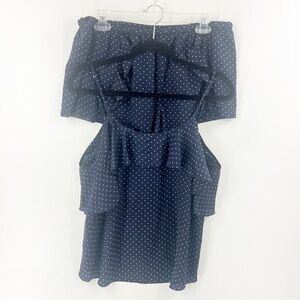✅‎ VICTORIA'S SECRET NAVY WITH WHITE POLKA DOT 2 PIECE PAJAMA SET SIZE LARGE